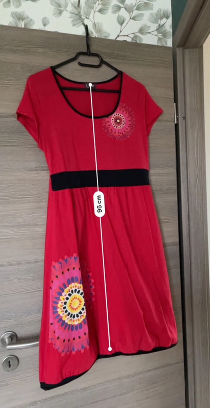 Robe rouge rosaces L - photo numéro 2
