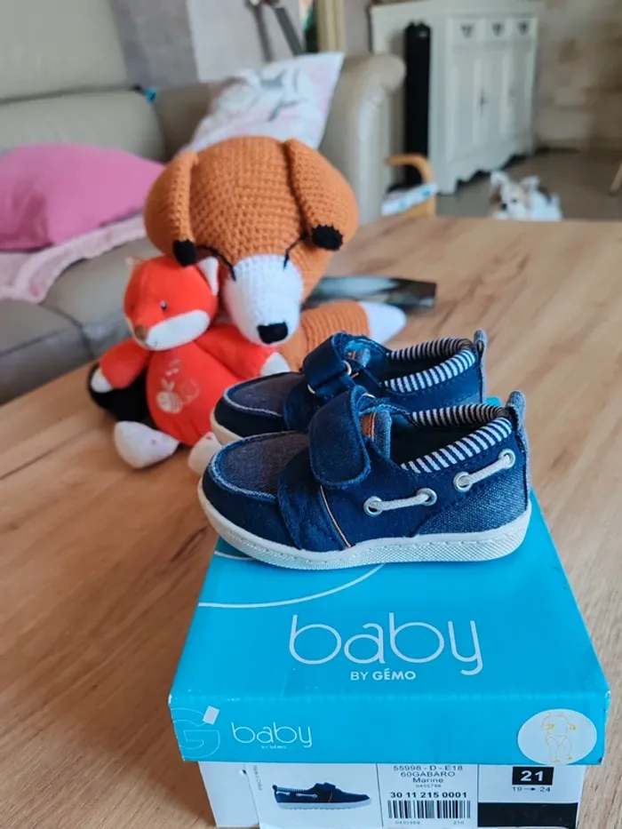 Chaussures bateau garçon comme neuves avec boîte gemo baby 21 type jean - photo numéro 3