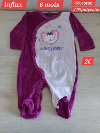 Grenouillère violette et blanche fille 6mois 