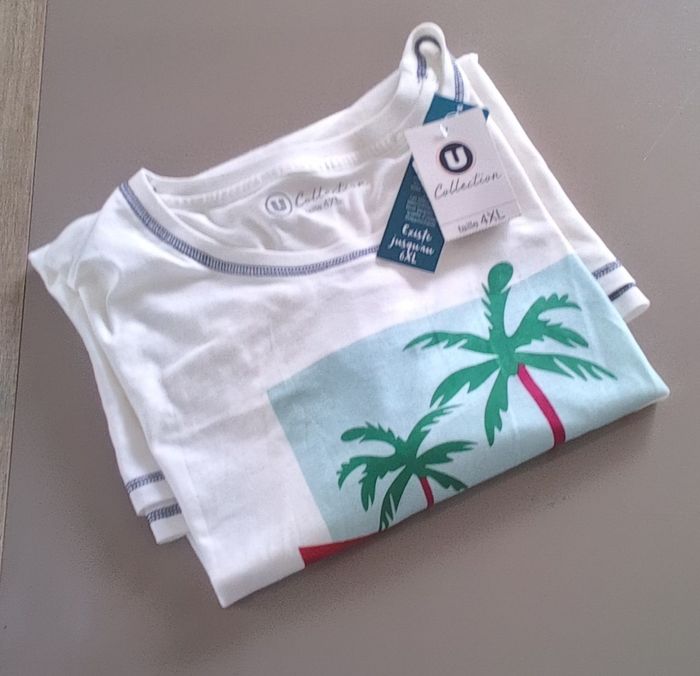 T-shirt manches courtes marque U collection taille XXXXL/4XL couleur blanc à motif pour homme - photo numéro 8