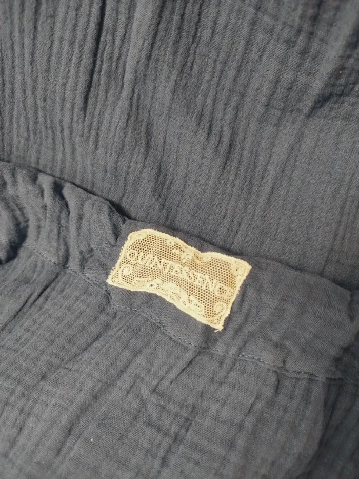 Robe longue Quintessence bleue gaze de coton made in France taille unique bretelles nouées A1615 - photo numéro 17