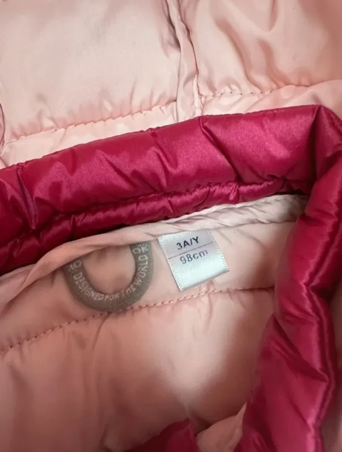 Doudoune mi-saison rose fushia et rose pâle - Taille 3 Ans - photo numéro 3