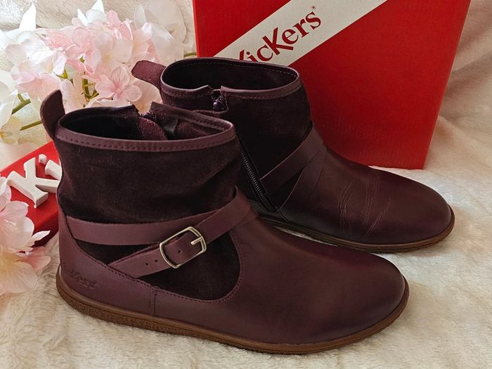 Bottes Bottines Cuir Zip Kickers T37