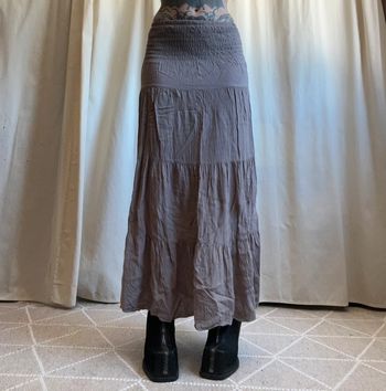 Jupe longue marron/beige vintage 90s Boho - Taille S/M