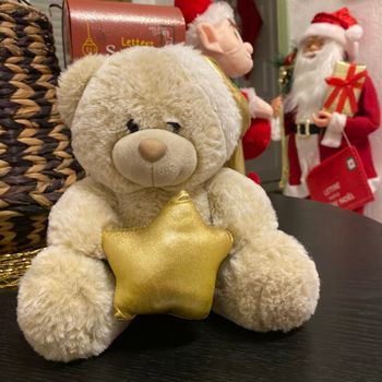 Ourson de noël et son bonnet père noël couleur or