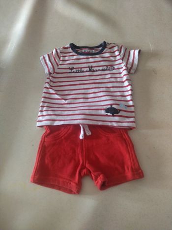 Ensemble tee shirt Little Marcel+ short Kiabi. Taille 3 mois