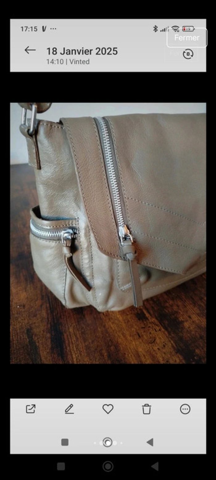 Sac fourre tout Cuir de vachette Vintage Dressing - photo numéro 3