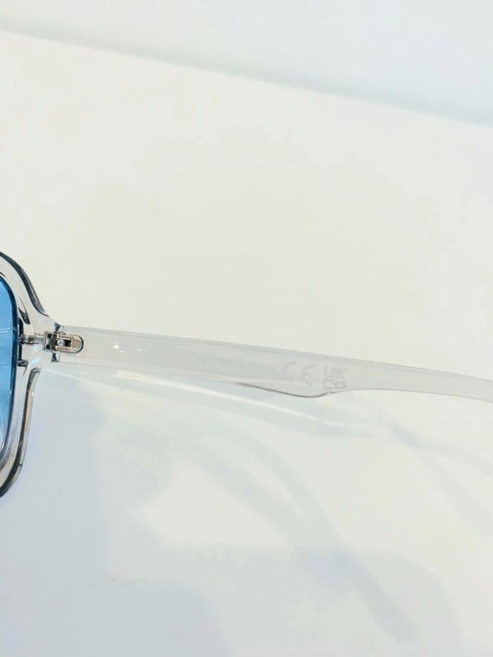 Lunette de soleil mixte transparente verres bleus dégradés UV protection taille large - photo numéro 6