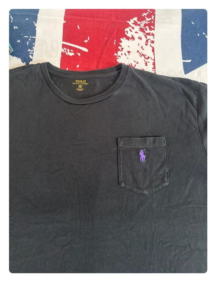 T-shirt Ralph Lauren taille Xl noir cavalier violet - photo numéro 3