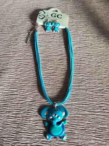 Parure turquoise bleue eléphant sans nickel