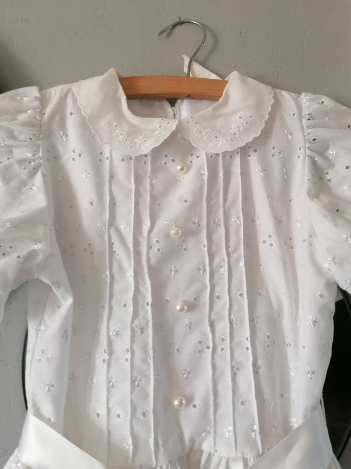 Robe 10/12ans, année 80, broderie anglaise, polyester - photo numéro 7