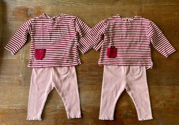Ensemble jumelles hauts + pantalons Zara 3/6mois