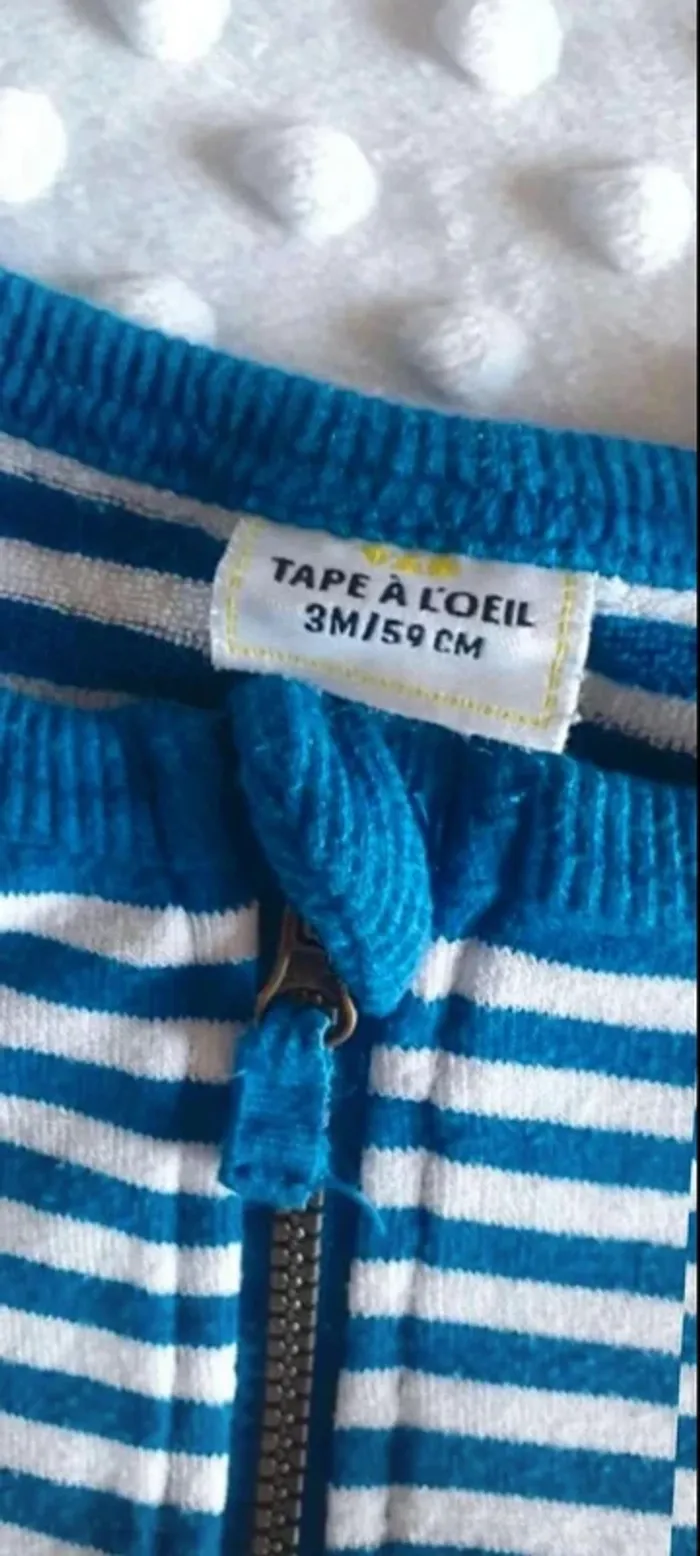 Gilet rayé blanc et bleu tape à l'œil 3 mois - photo numéro 3