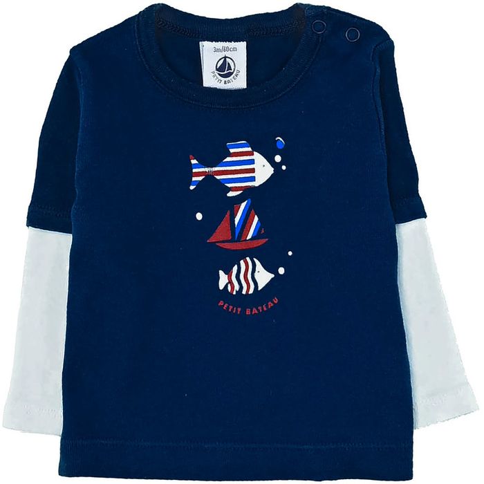 T-Shirt à manches longues 3 mois en coton Petit Bateau