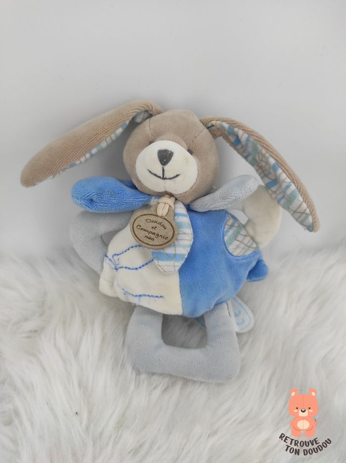 Doudou Hochet Lapin Bleu Célestin Doudou et compagnie