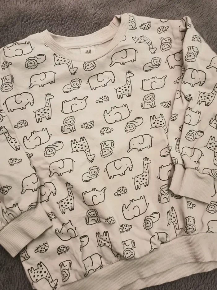Sweat H&M blanc savane 2-3 ans - photo numéro 2