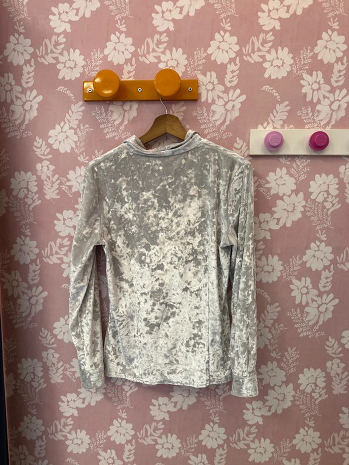 Chemise vintage en velours argenté - photo numéro 4