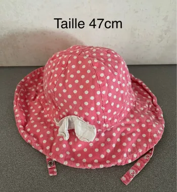 Beau chapeau rose à pois avec attache taille 47cm Orchestra