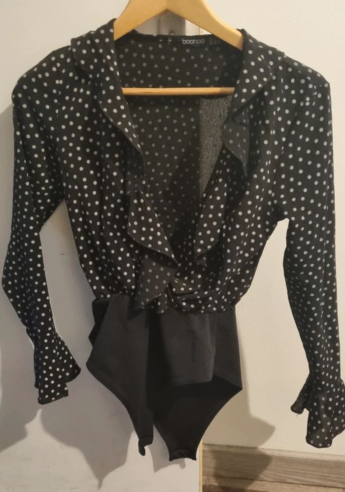 Body noir petit pois Boohoo 36