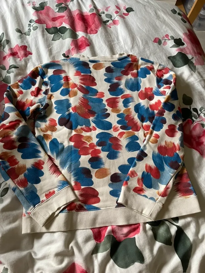 Pull plume bleu rouge moutarde Cyrillus - photo numéro 2