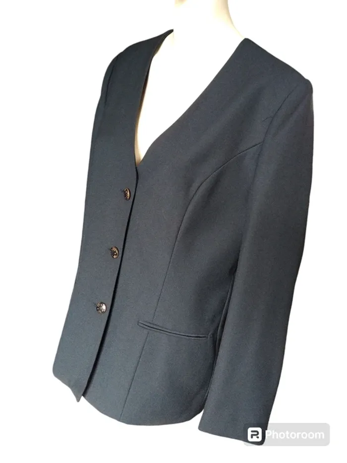 Veste jacket blazer longue marine demi saison automne printemps chic classique