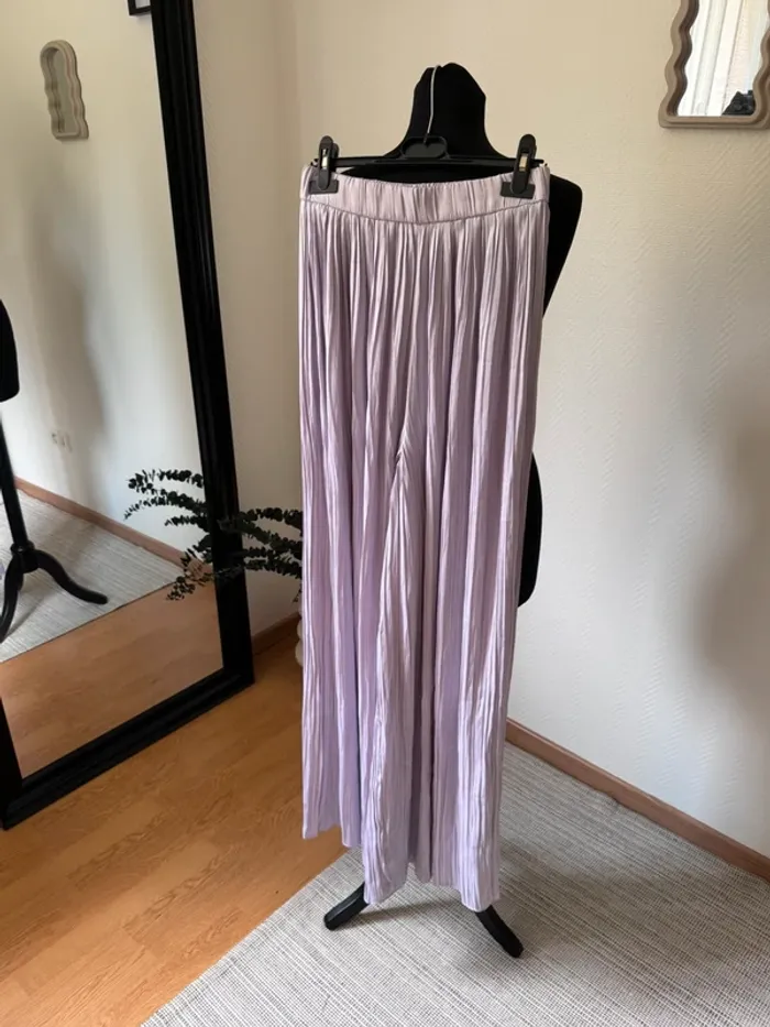 Pantalon fluide large lila Zara - photo numéro 2