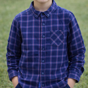 Chemise garçon Okaïdi – Carreaux bleu & rouge – 8 ans (128 cm)