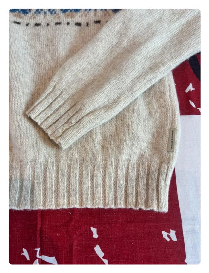 Pull Thomas Burberry xs beige motif brodé - photo numéro 5