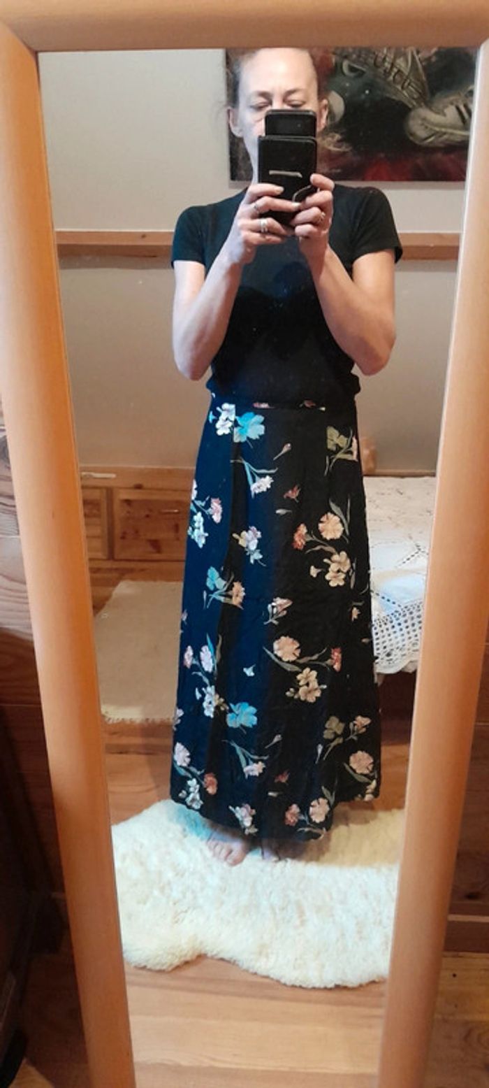 Jupe longue fleurie noir # made in 🇫🇷