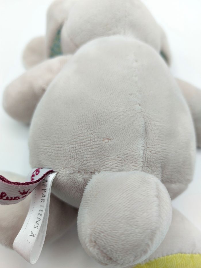 Peluche doudou lapin gris LUC ET LEA vert bleu 20 cm Océan Terre Biotechnologie - photo numéro 5