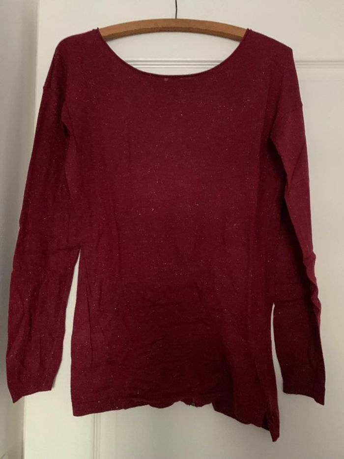 Pull Naf Naf T. M bordeaux lurex - photo numéro 2