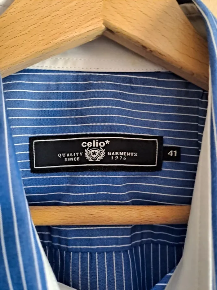 Chemise homme bleue Celio 41 à rayures super état - photo numéro 4