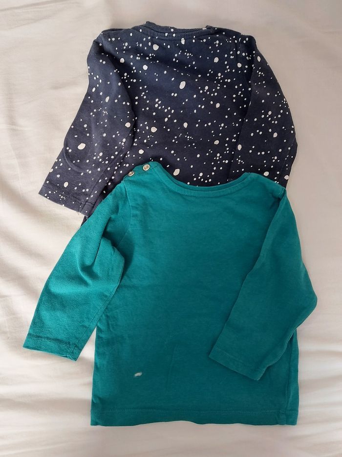 Lot 2 pulls noir à pois blancs et vert 6 mois - photo numéro 2