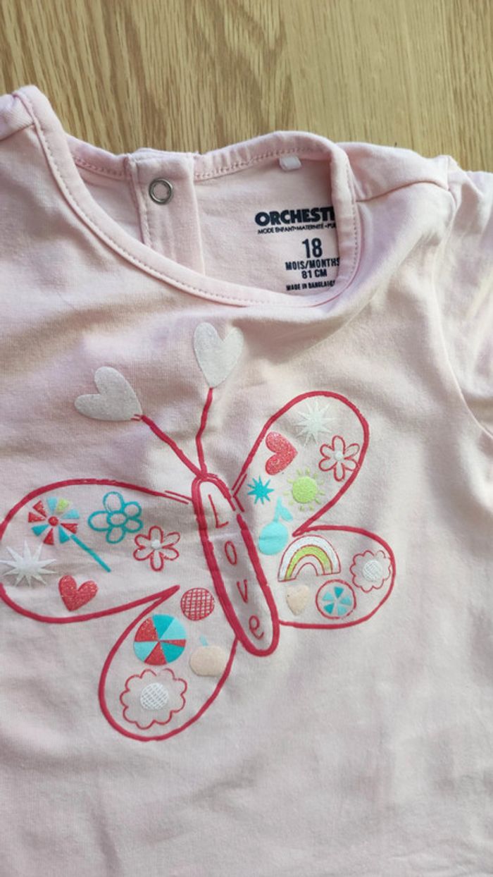 t-shirt rose clair taille 18 mois - photo numéro 2