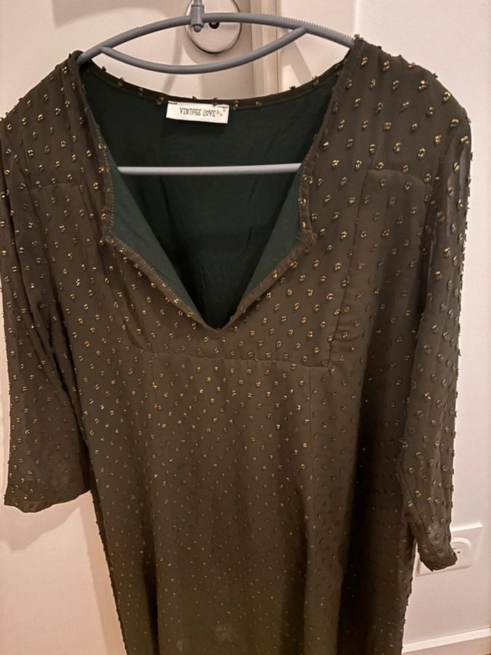Robe verte et pois en relief dorés Vintage Love taille 1 - photo numéro 3