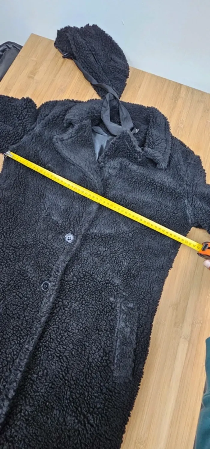 Manteau long Teddy noir "Insta Girl" T. S/M + Sacoche assortie - NEUF - photo numéro 11