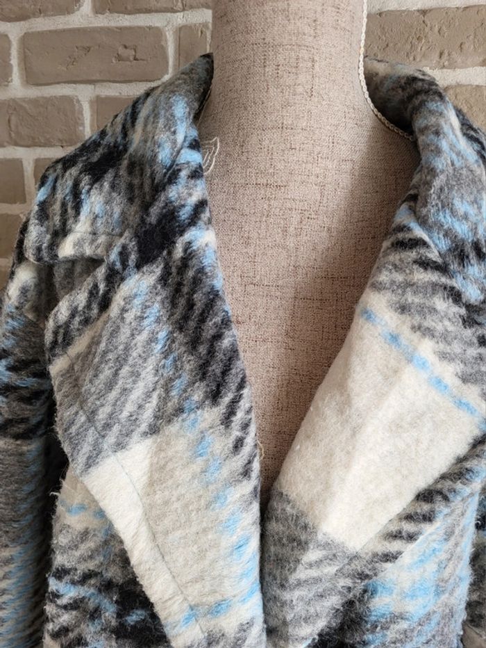 Manteau en laine à carreaux blanc et bleu - Made in Italy - photo numéro 12