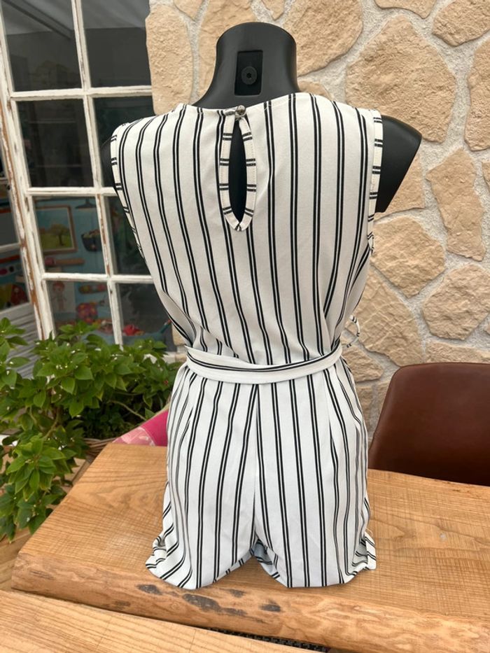 Combinaison short été Combi à rayures femme blanche noire M 38 - photo numéro 2