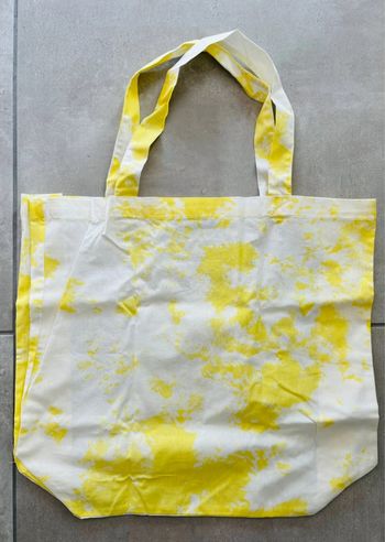 Joli sac cabas fourre tout Lefties Tie and Dye jaune et blanc neuf