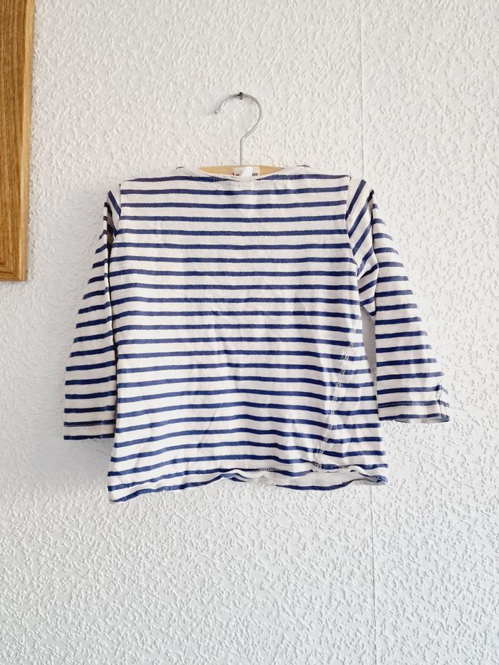 H&M - Tee-shirt léger, marinière, manches longues (12 mois) - photo numéro 4