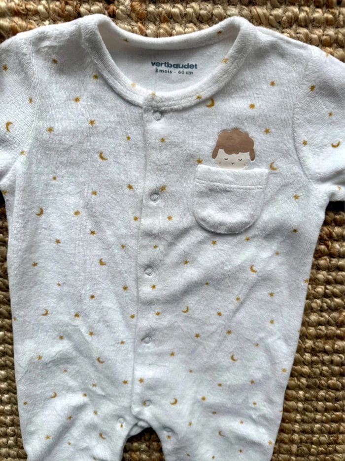 Pyjama velours Vertbaudet 3mois / 60cm - photo numéro 2