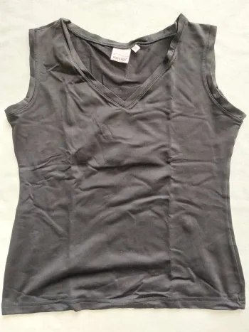 Haut noir tissu maillot bain T38