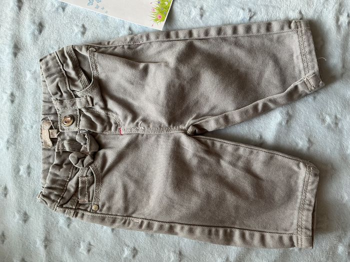 jean gris taille réglable noeud a la ceinture 3 mois grain de blé - photo numéro 3