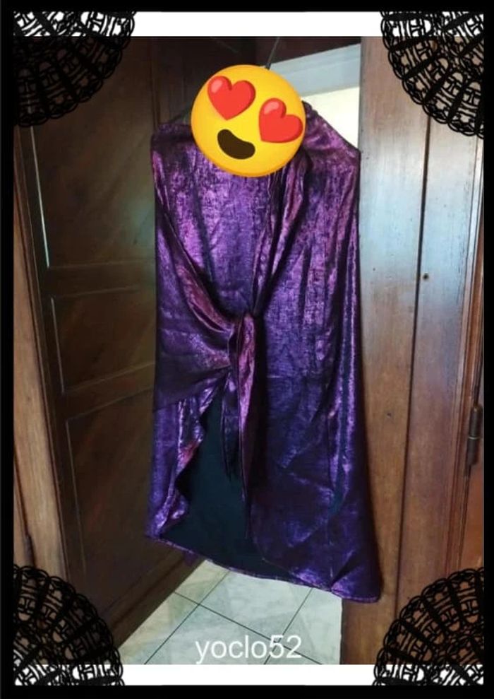 Jupe longue violette satin neuve taille S/36 - photo numéro 3