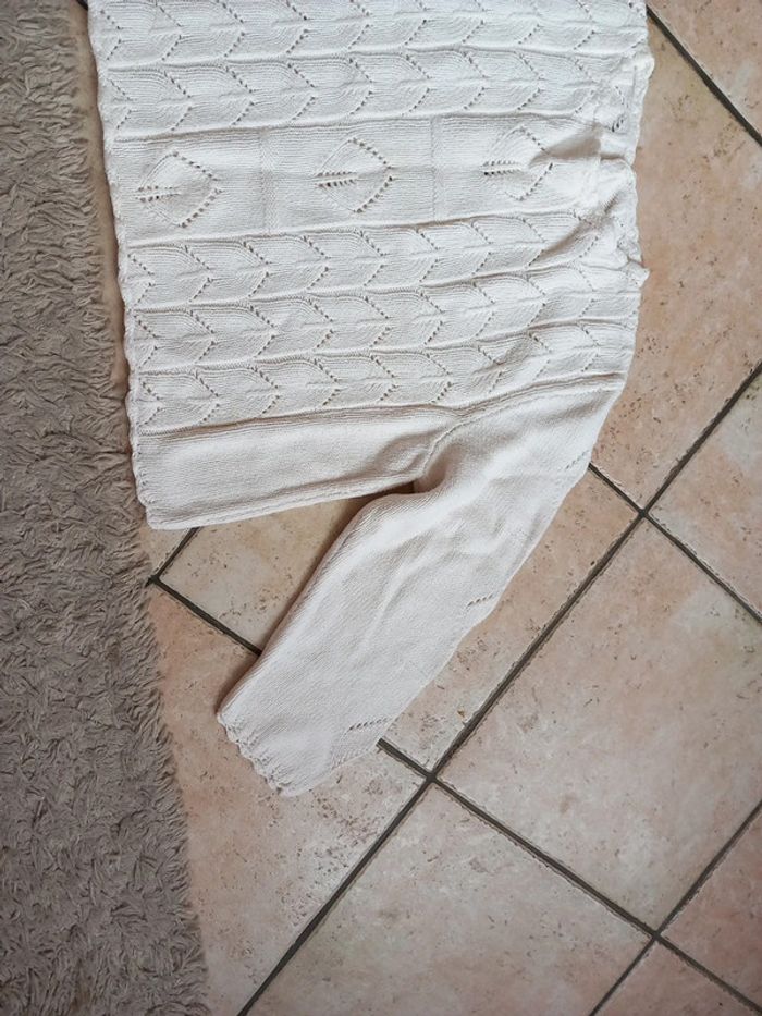 📦pull coton blanc T36 point fantaisie - photo numéro 3