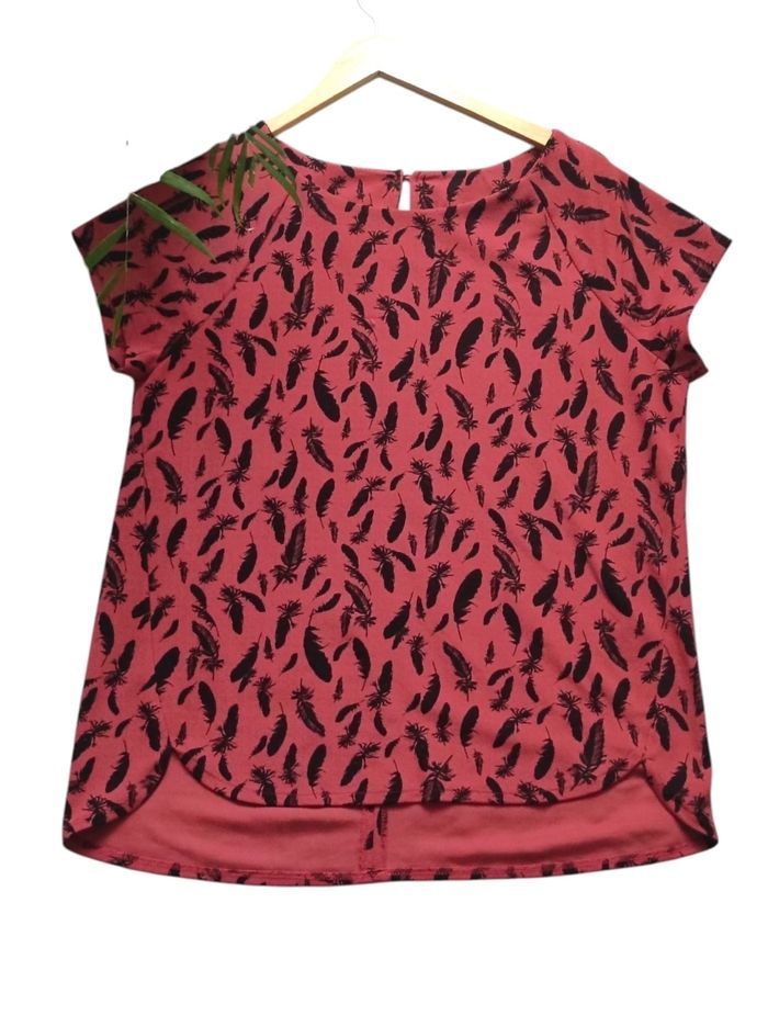 Blouse imprimée plume taille unique