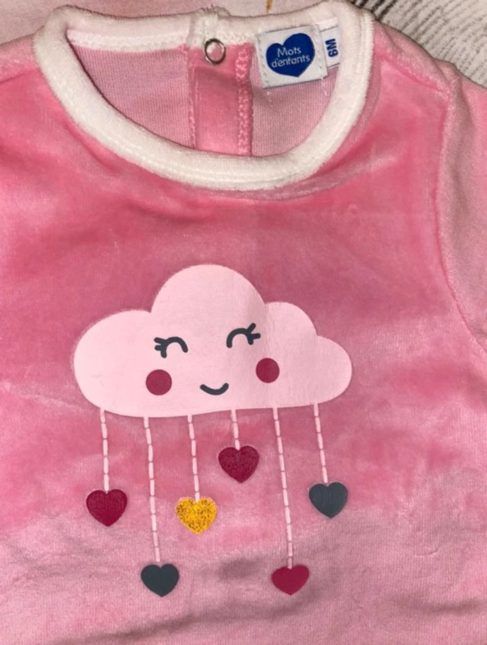 Pyjama velours, 6 mois, Mots d’enfants, neuf sans étiquette. - photo numéro 2