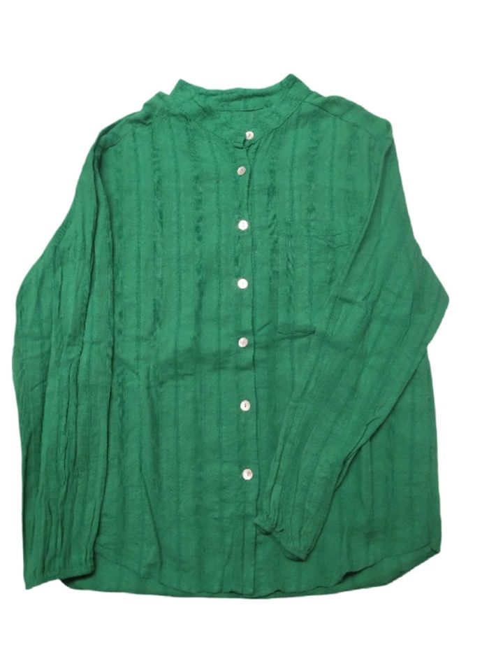 Blouse à motifs verte en coton - M
