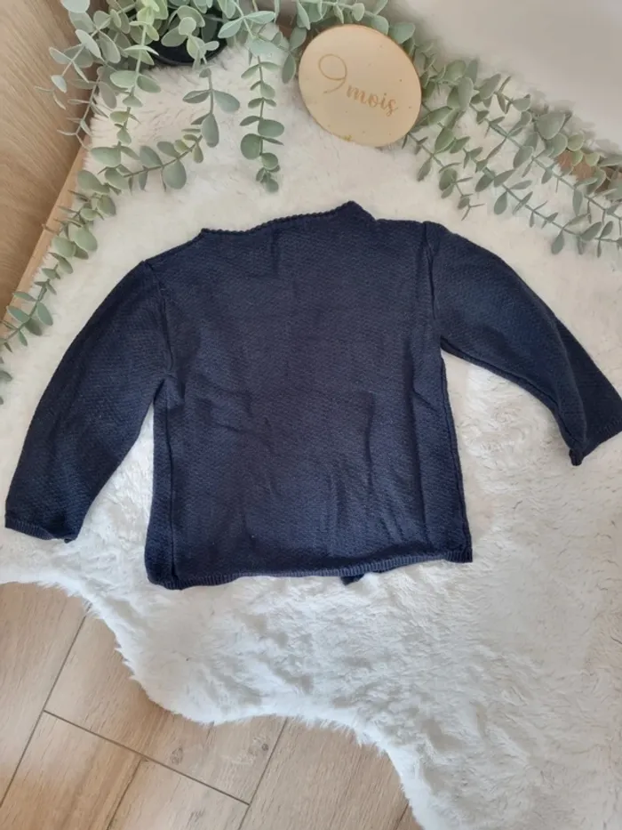 Gilet bleu marine fine maille 9M - photo numéro 2