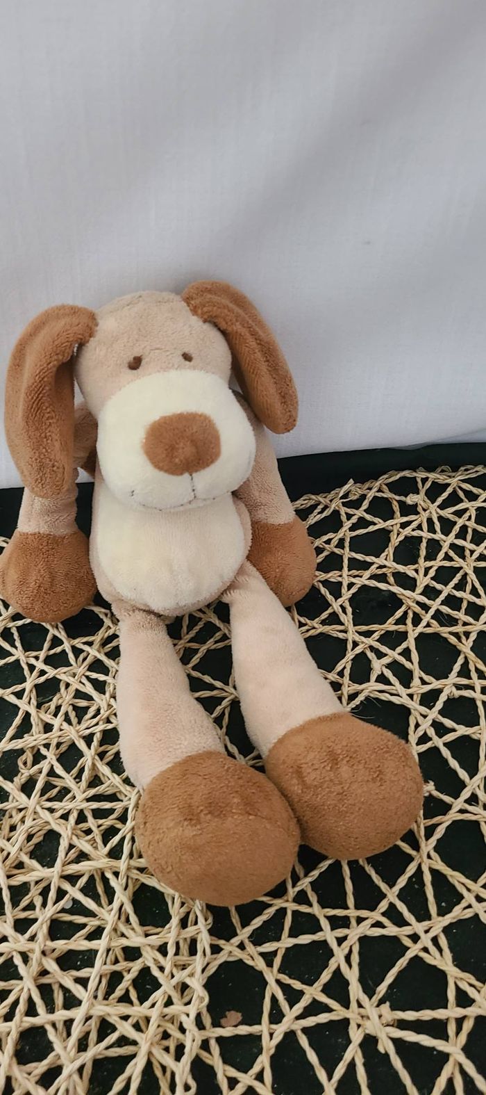 Doudou chien beige marron NICOTOY 22 cm